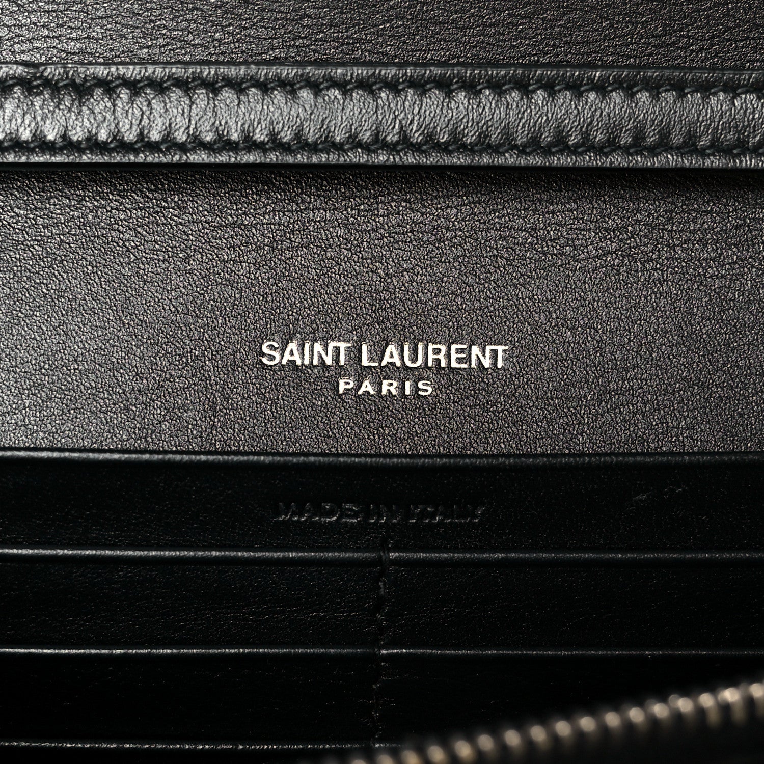 Saint Laurent Glazed Calfskin Cassandre Wallet On Chain WOC Black 6 of 9