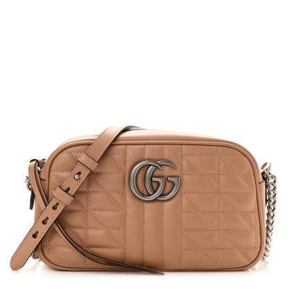 Gucci Calfskin Matelasse Aria Small GG Marmont Chain Shoulder Bag Camelia 1 of 7