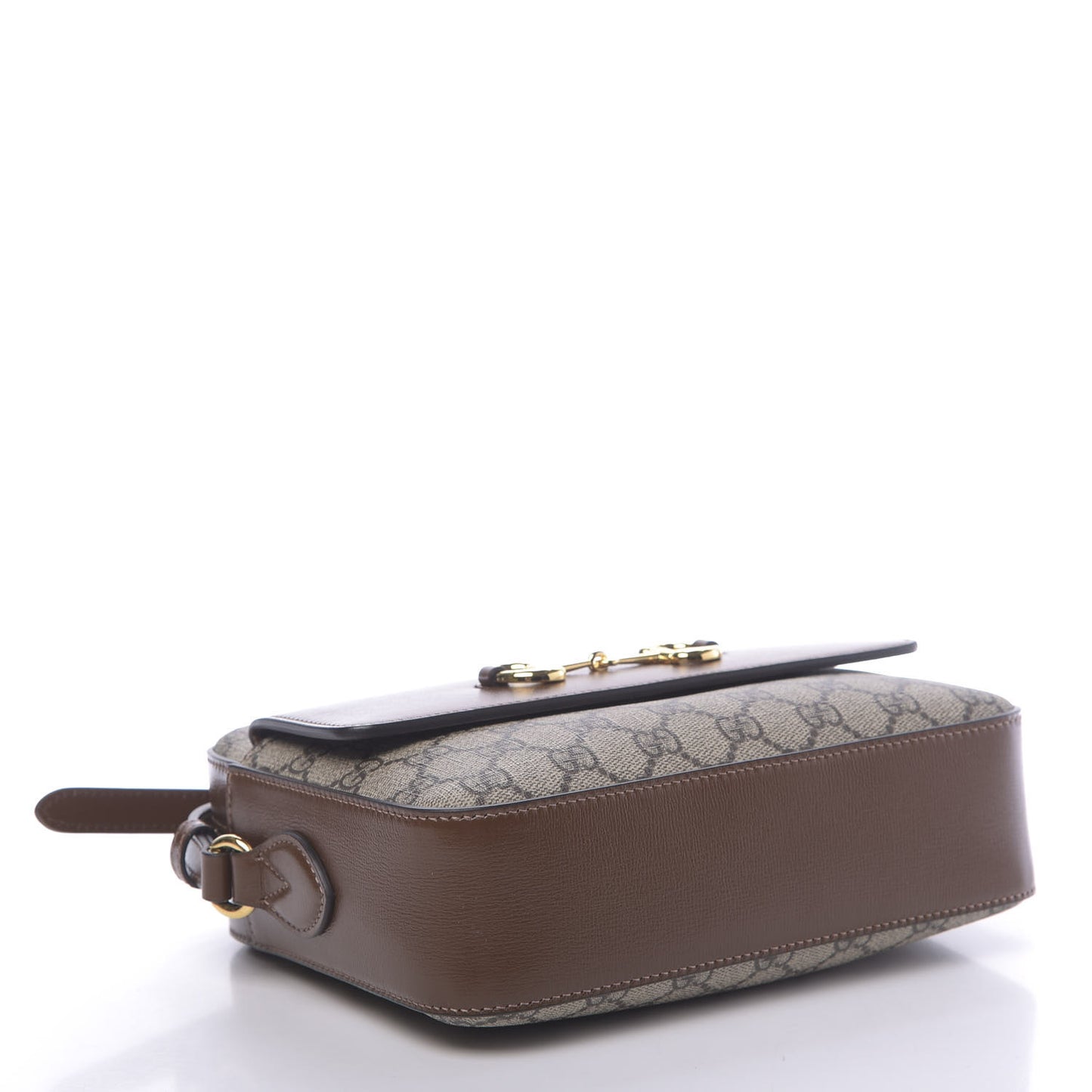GG Supreme Monogram Small Horsebit 1955 Shoulder Bag Beige Brown Sugar
