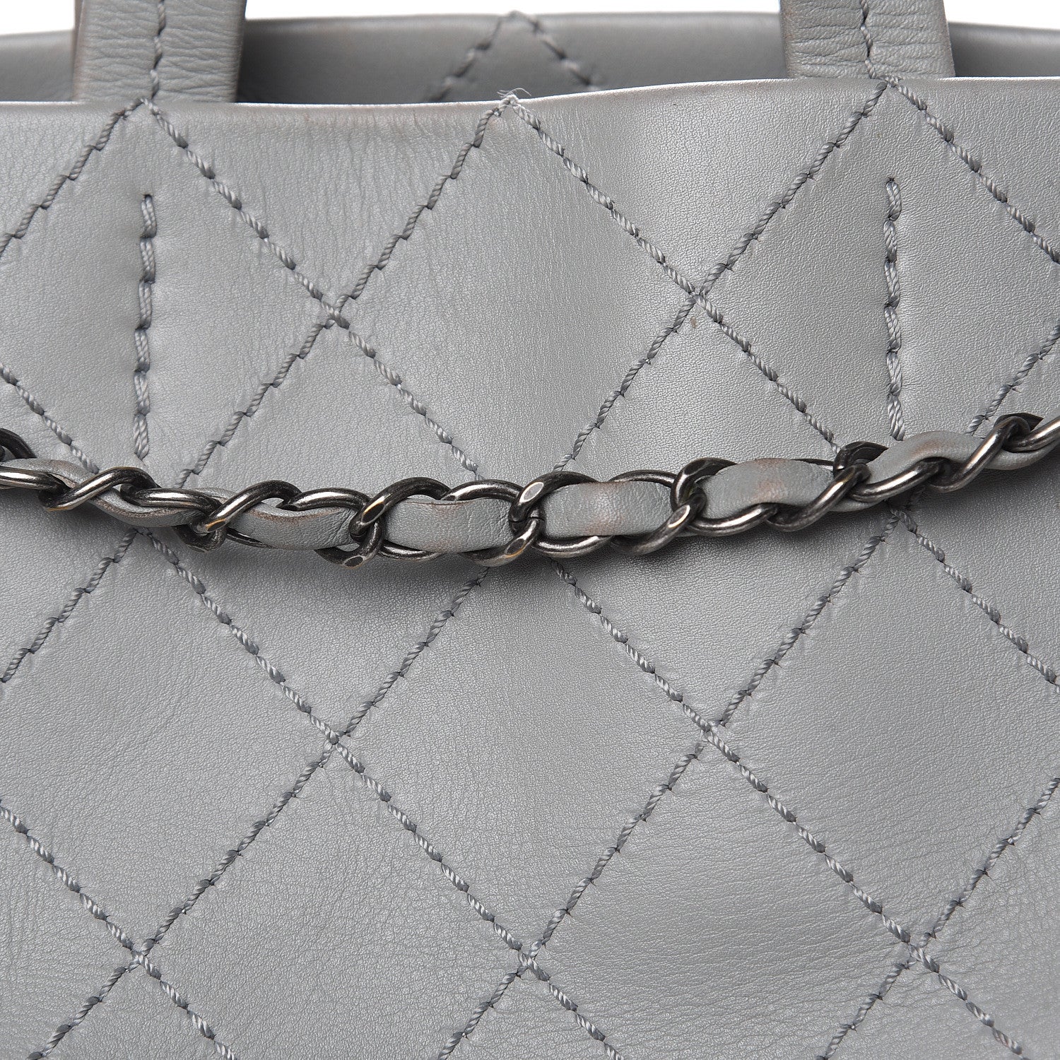 Chanel Grained Calfskin Small CC Pocket Tote Grey 16 of 17