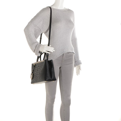 Fendi Nappa Crocodile Trapuntata Petite 2Jours Tote Black 2 of 12