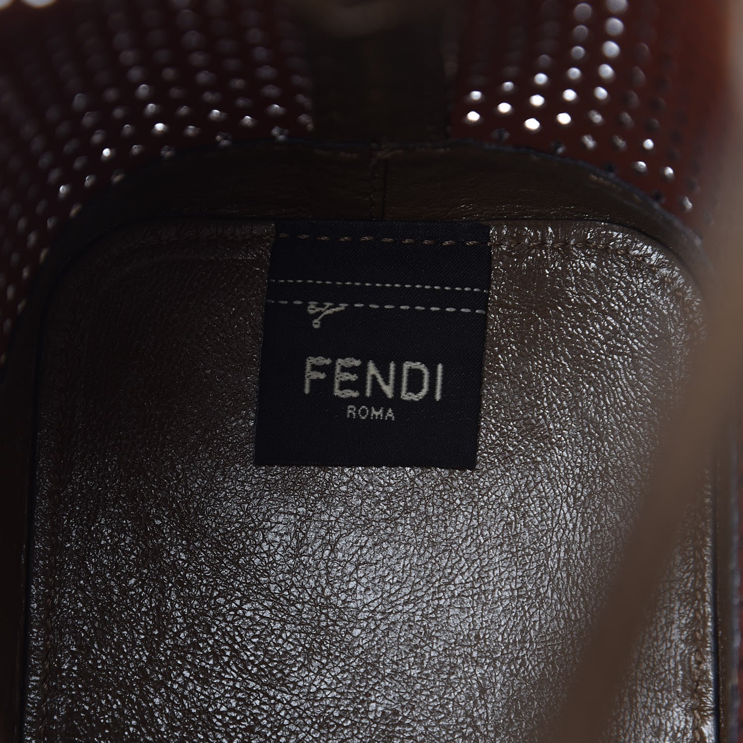 Fendi Vitello Liberty Glossy Lambskin F is Fendi Perforated Mini Mon Tresor Bucket Bag White Ice Rust Maya 8 of 9