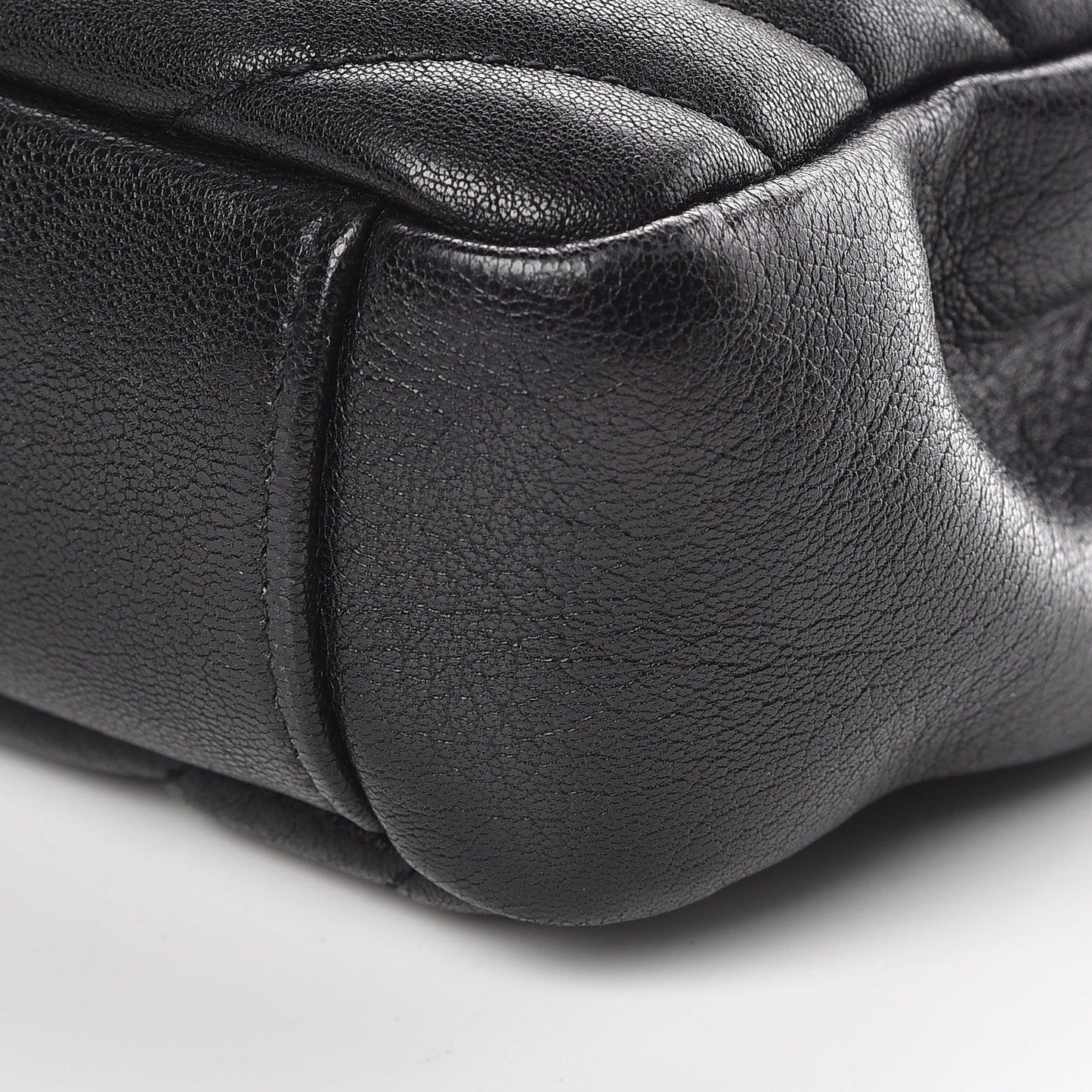 Sheepskin Matelasse Chevron Monogram Medium College Bag Black