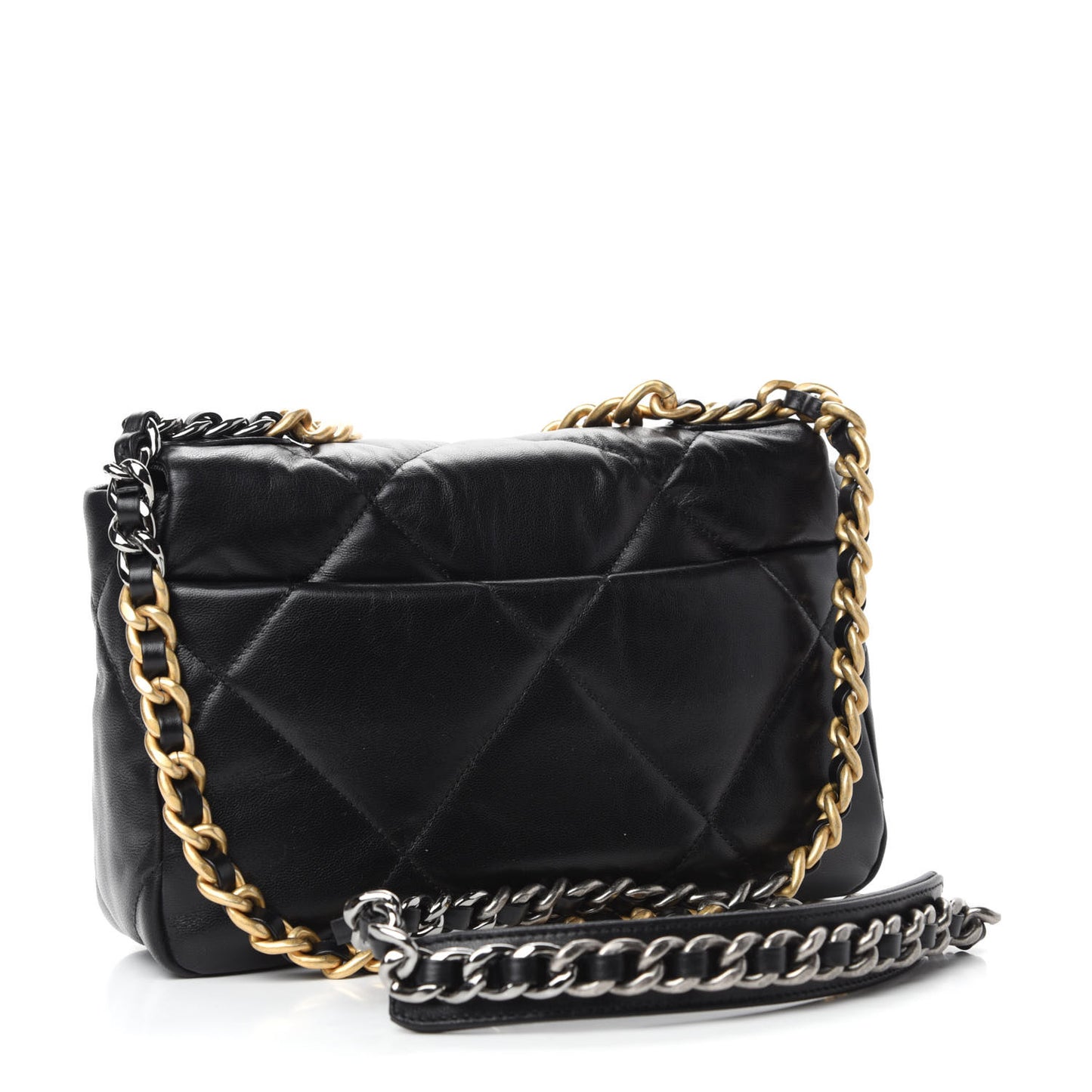 Shiny Goatskin Quilted Medium Chanel 19 Flap Black