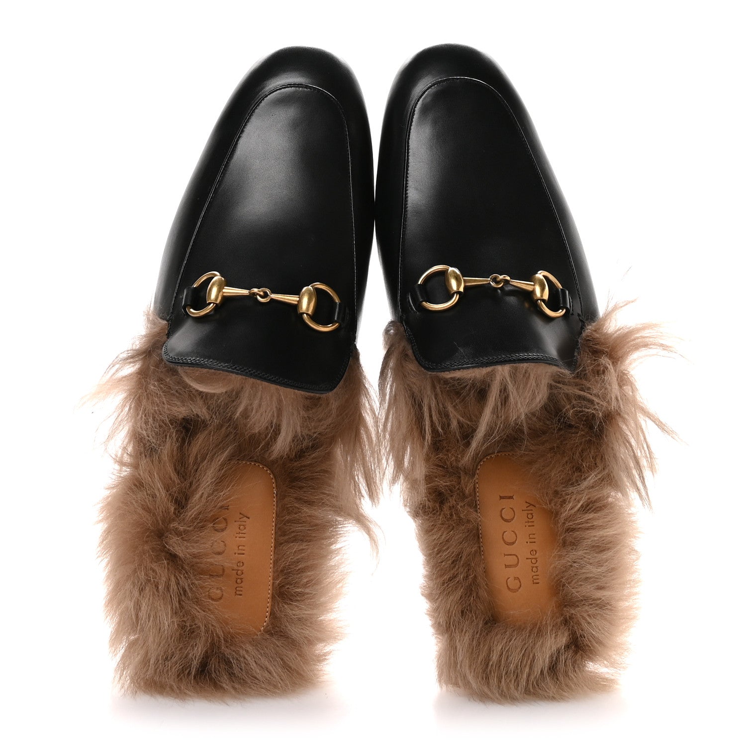 Gucci Calfskin Fur Mens Princetown Slippers 9 Black 2 of 7