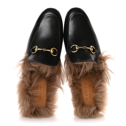 Gucci Calfskin Fur Mens Princetown Slippers 9 Black 2 of 7