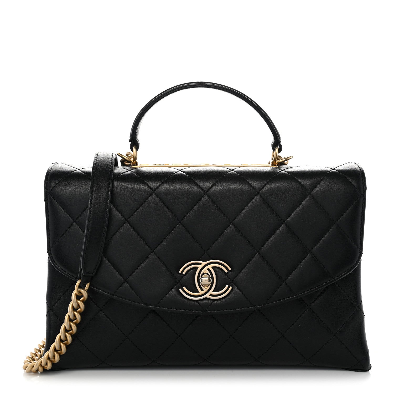 Chanel Lambskin Quilted Large Trendy Spirit Top Handle Bag Black 1 of 10