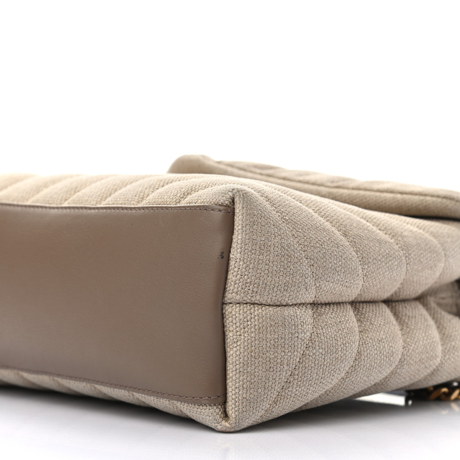 Saint Laurent Linen Y Quilted Monogram Small Loulou Chain Satchel Natural Taupe 9 of 9