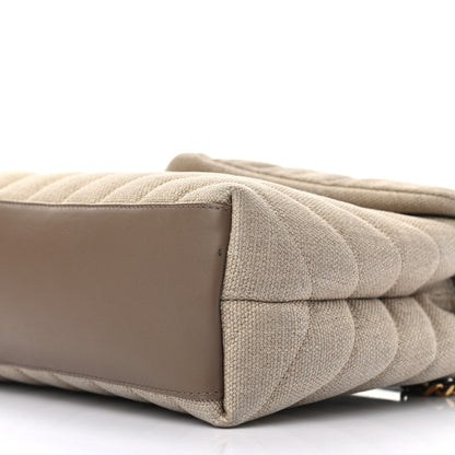 Saint Laurent Linen Y Quilted Monogram Small Loulou Chain Satchel Natural Taupe 9 of 9