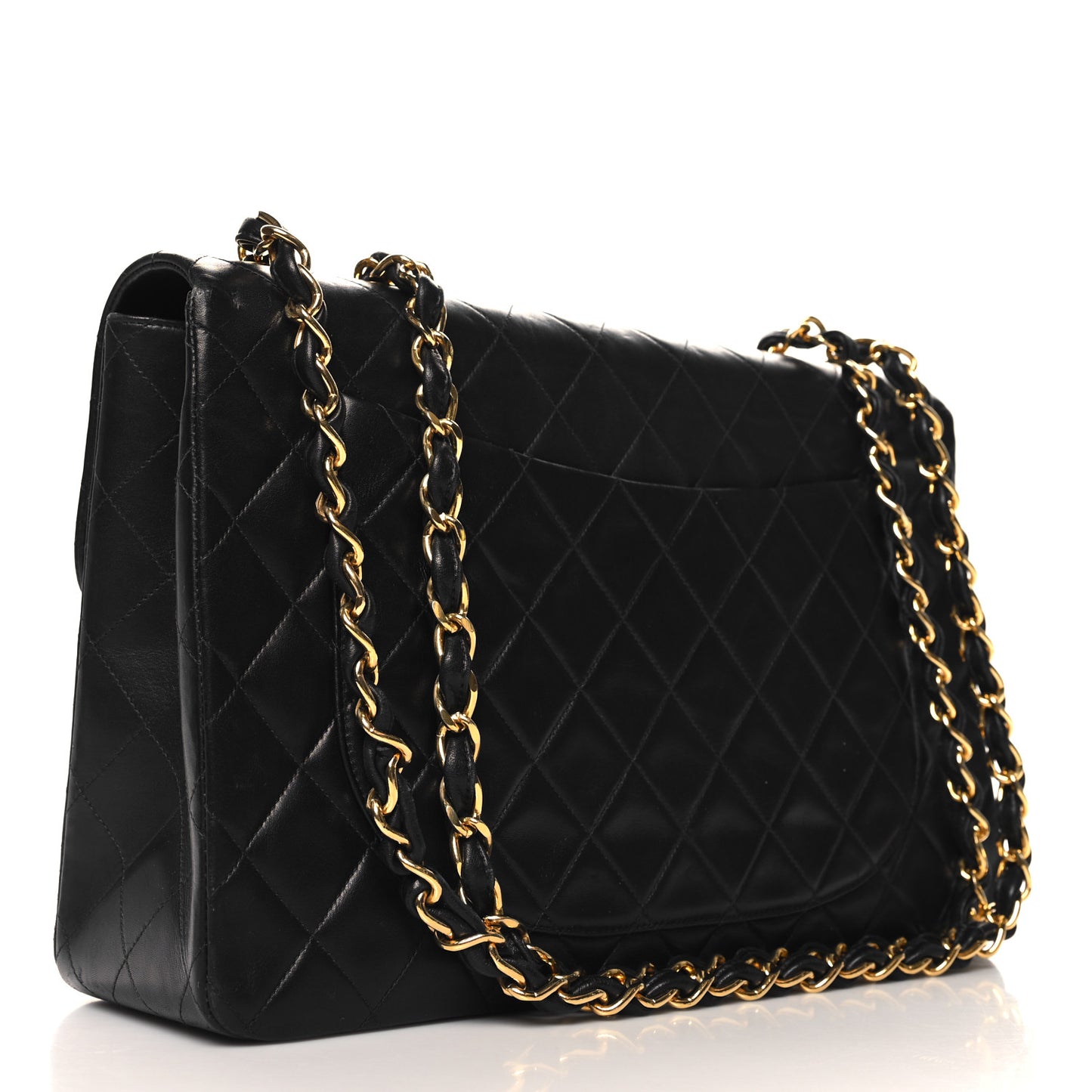 Lambskin Quilted XL Jumbo Single Flap Black