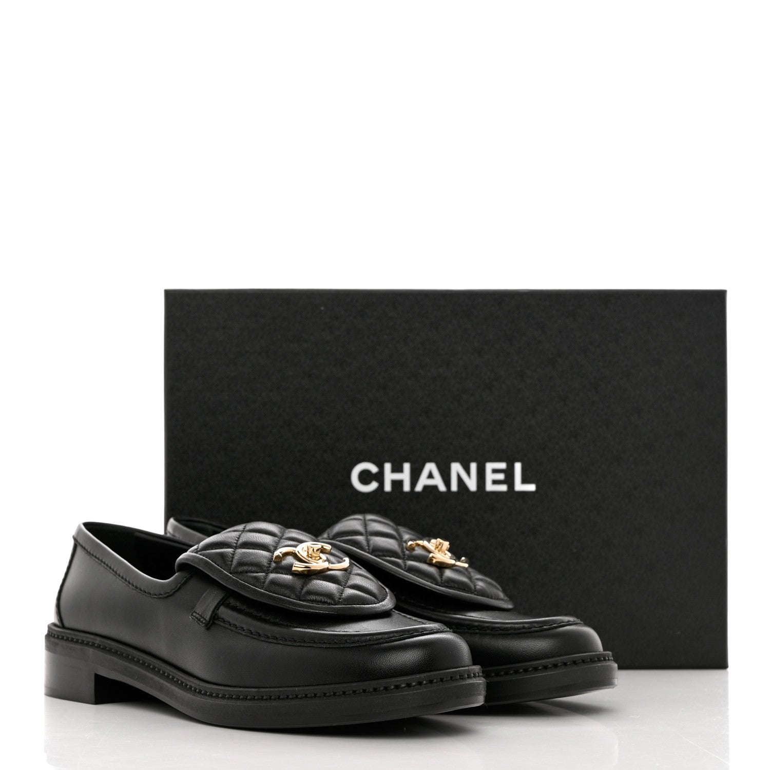 Chanel Lambskin Quilted CC Turnlock Loafers 39 Black 9 of 9