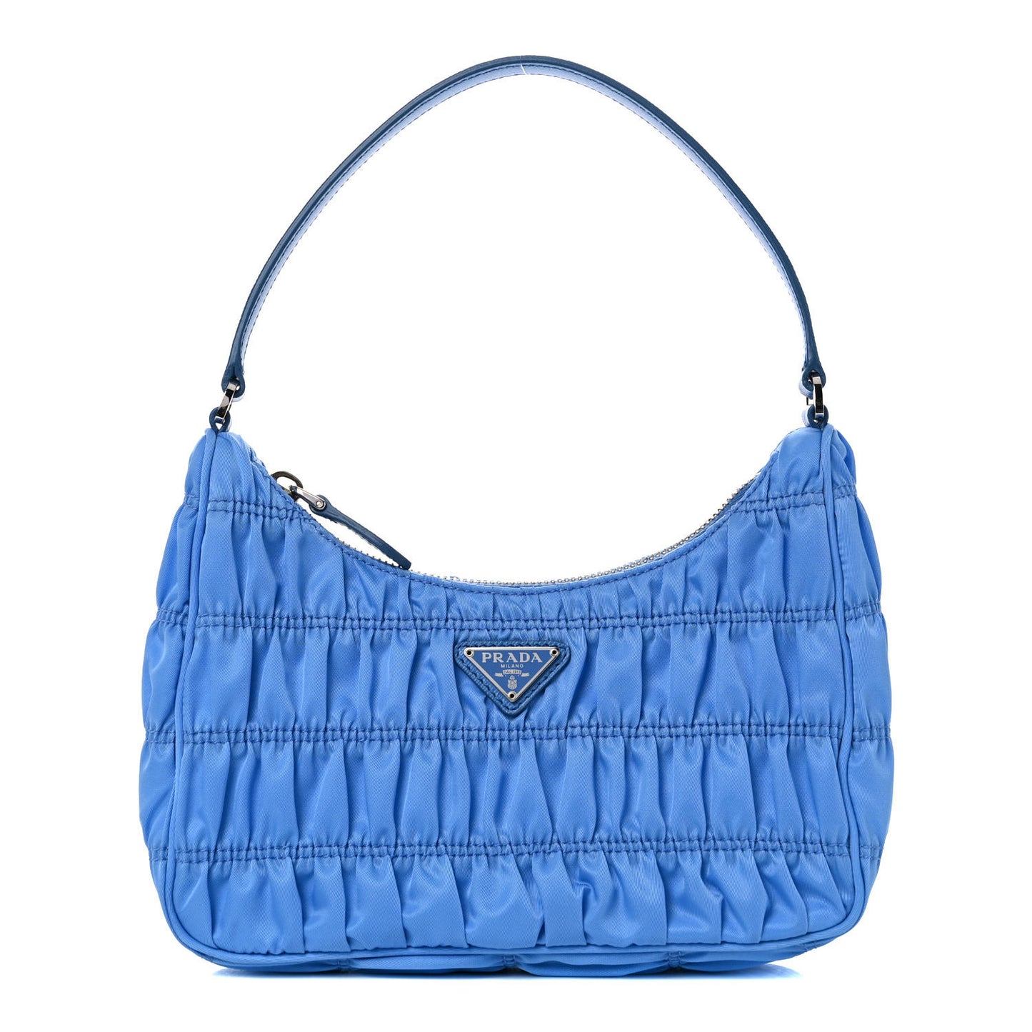 Tessuto Nylon Gaufre Shoulder Bag Light Blue