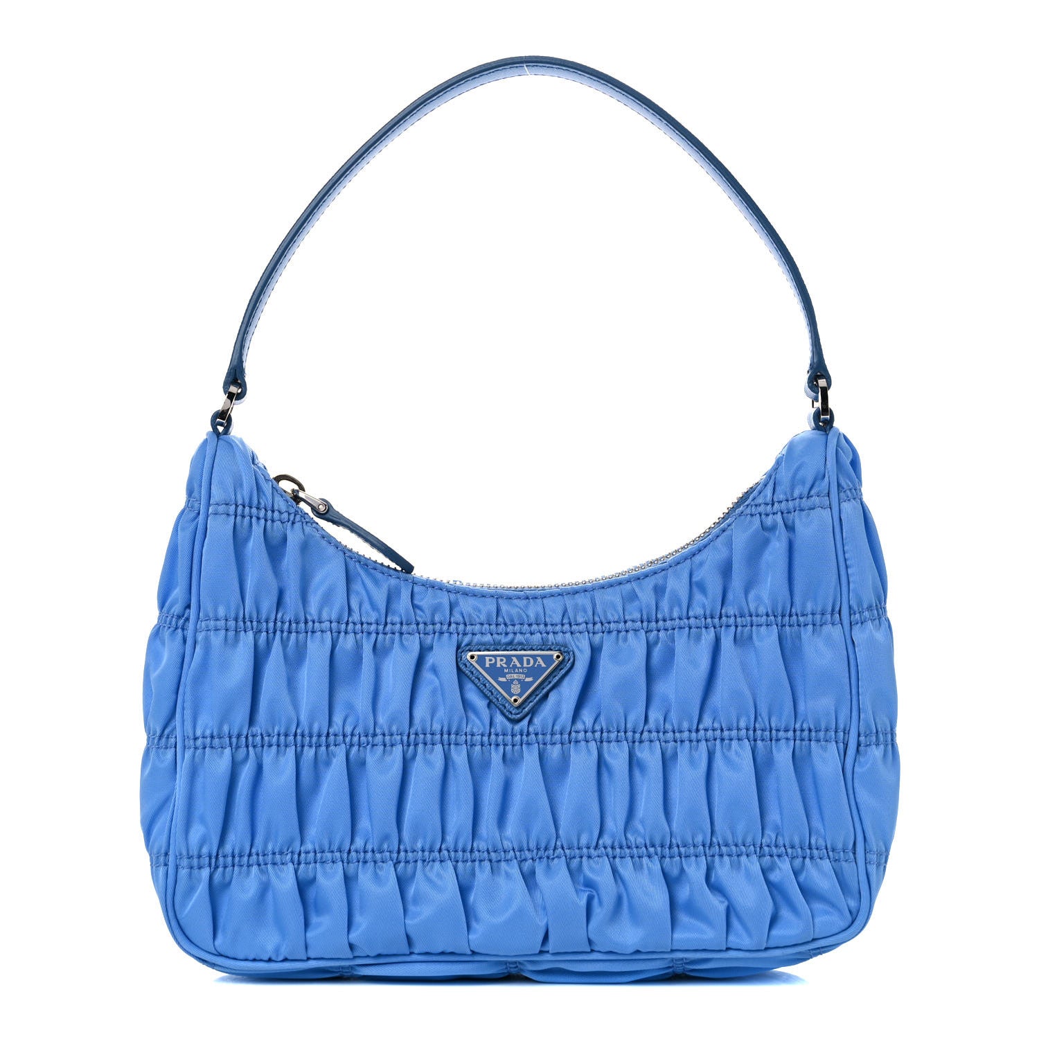 Prada Tessuto Nylon Gaufre Shoulder Bag Light Blue 1 of 8