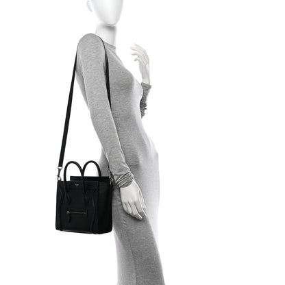 Celine Drummed Calfskin Nano Luggage Black 2 of 11