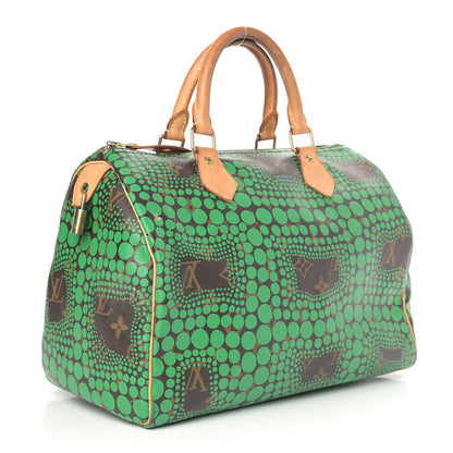 Louis Vuitton Monogram Kusama Town Speedy 30 Green 3 of 11