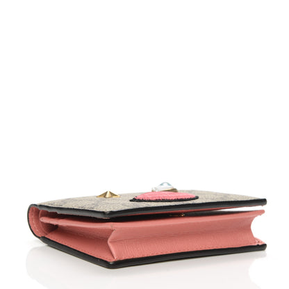 Gucci GG Supreme Monogram Face Embroidered Card Case Wallet Pink 4 of 7