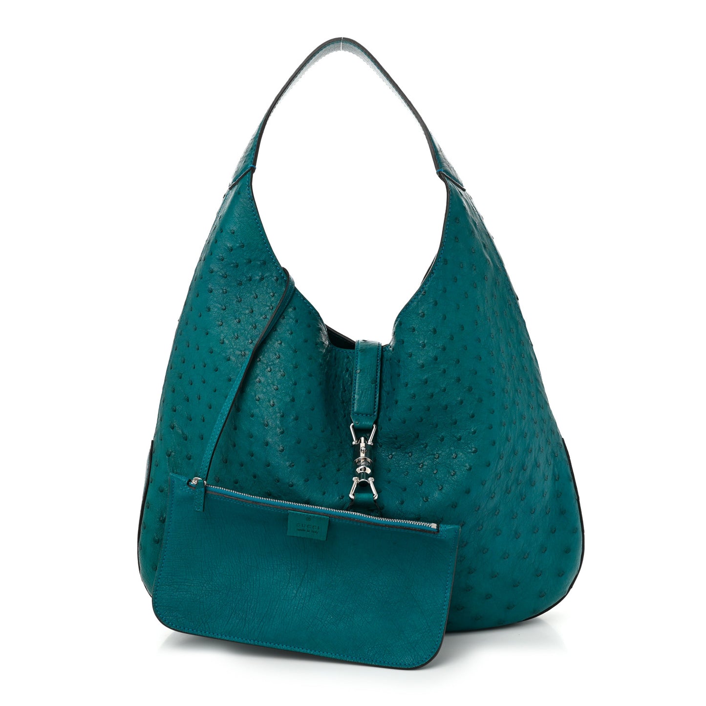 Ostrich Large Jackie Hobo Teal