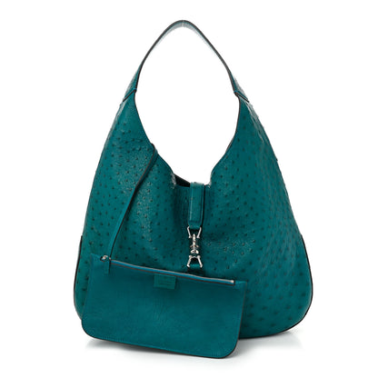 Gucci Ostrich Large Jackie Hobo Teal 3 of 11