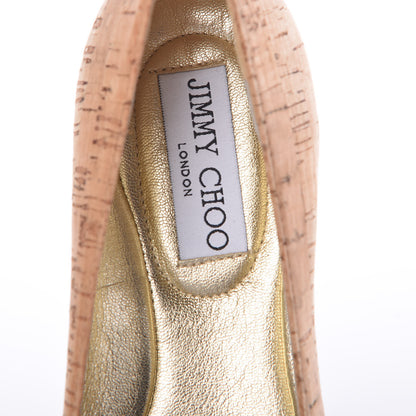 Jimmy Choo Cork Embossed Cap Toe Whirl Ballet Flats 36.5 Natural Black 8 of 10
