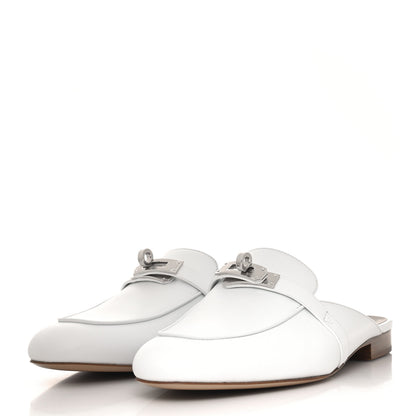Hermes Calfskin Oz Mules 37 White 3 of 9