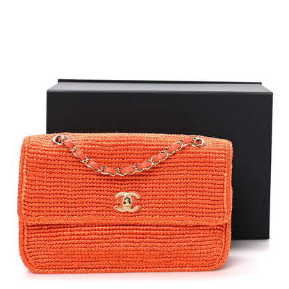 Chanel Braided Raffia Small Coco Beach Flap Bag Orange 10 of 10