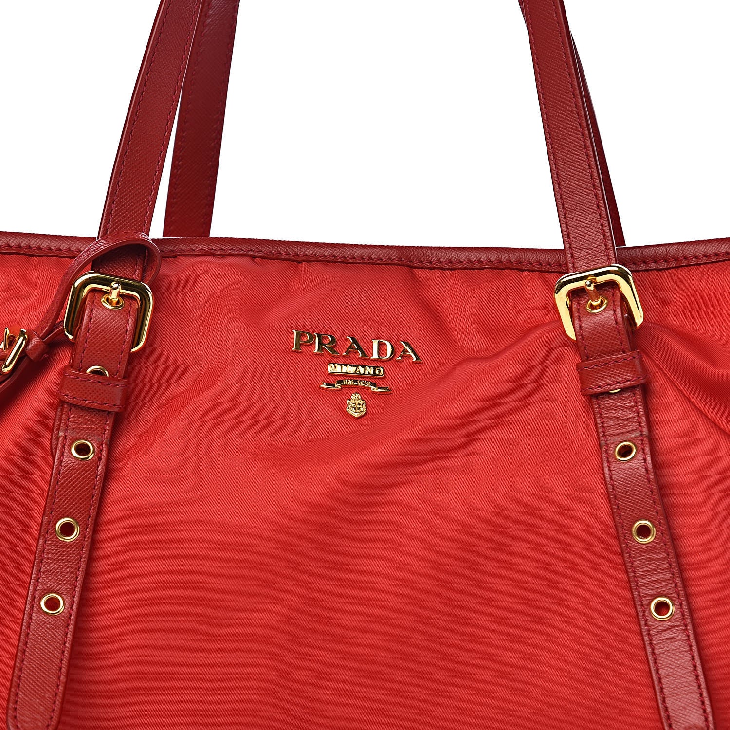 Prada Tessuto Nylon Saffiano Tote Rosso 12 of 12