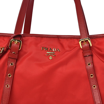 Prada Tessuto Nylon Saffiano Tote Rosso 12 of 12