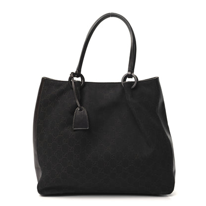 Gucci Denim Monogram Calfskin Tote Dark Brown 1 of 11
