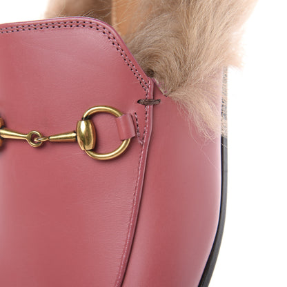 Gucci Calfskin Fur Womens Princetown Slippers 35.5 Lipstick Rose Natural 8 of 10