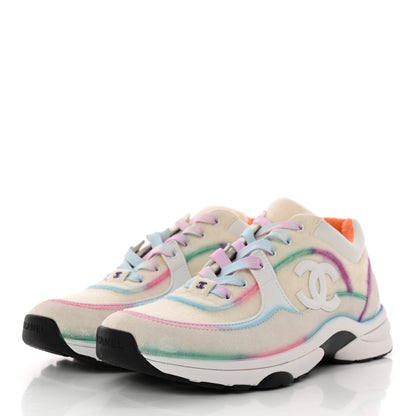 Chanel Wool Suede Calfskin CC Sneakers 40.5 Multicolor 3 of 9