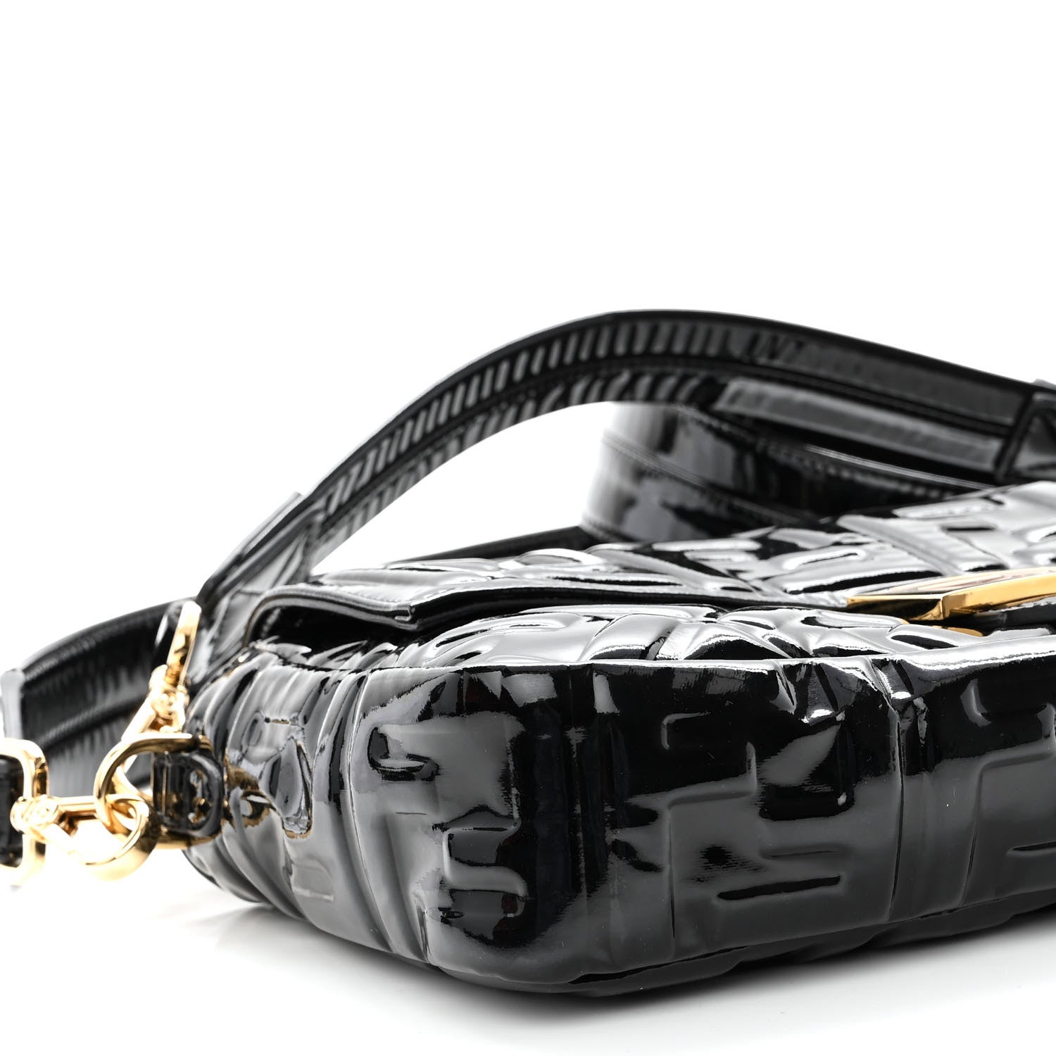 Fendi Patent FF 1974 Embossed Baguette Black 7 of 8