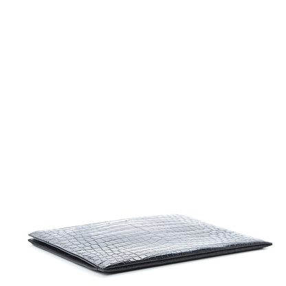 Saint Laurent Calfskin Crocodile Embossed Document Holder Black 4 of 8