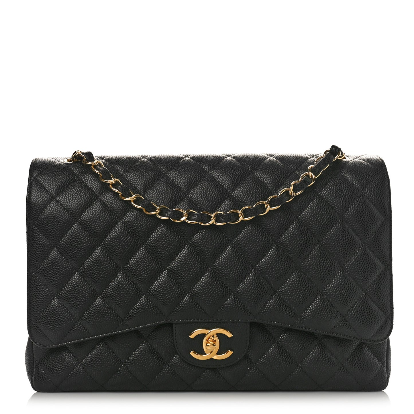 Caviar Quilted Maxi Double Flap Black