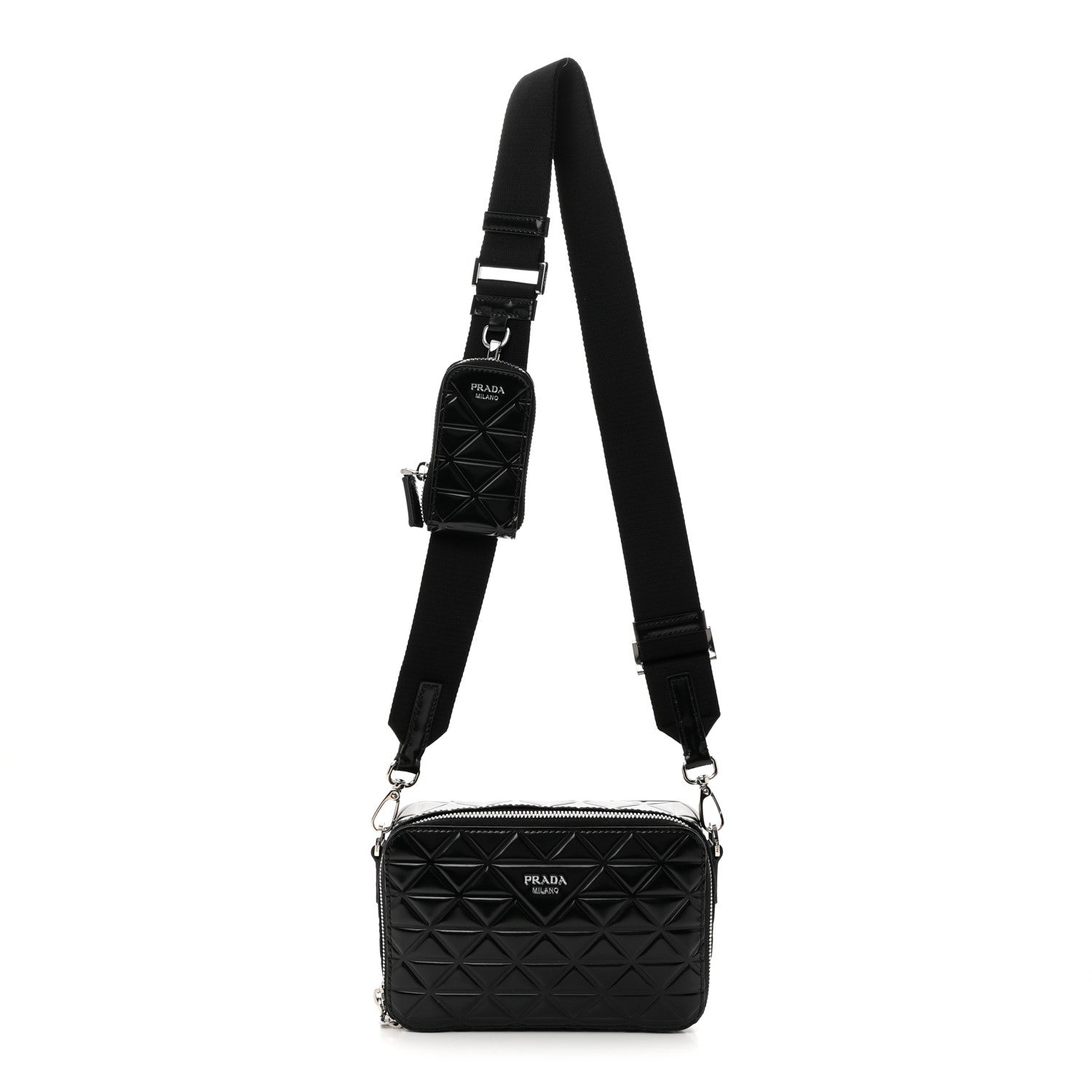 Prada Spazzolato Small Brique Crossbody Bag Black 1 of 10