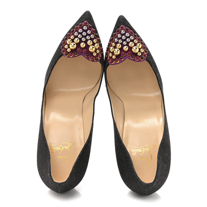 Christian Louboutin Glitter Tisse Veau Velours Coralta Mia 100 Pumps 39 Version Black 2 of 10