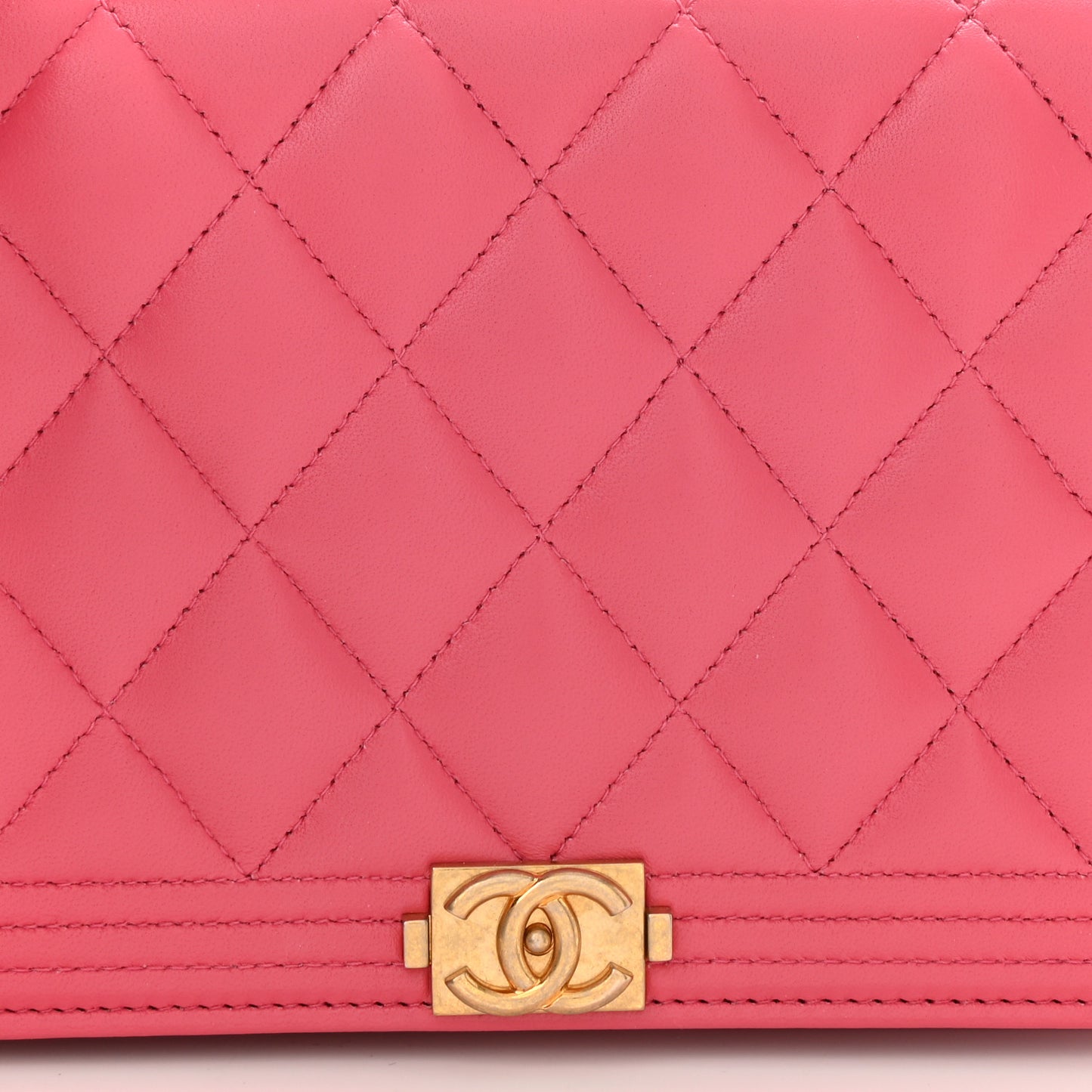 Lambskin Quilted Boy Wallet On Chain WOC Fuchsia
