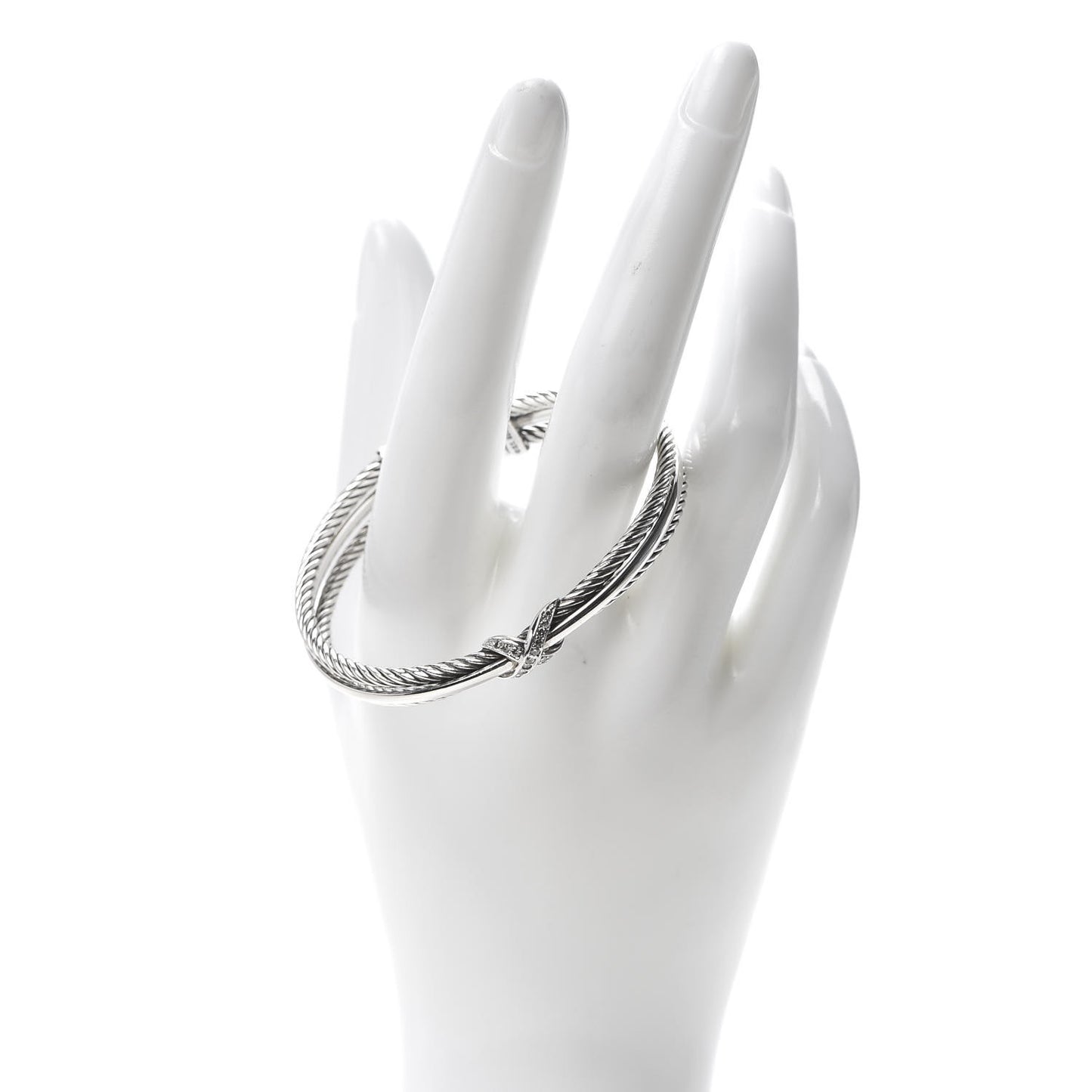 Sterling Silver Diamond 7mm Crossover X Bracelet