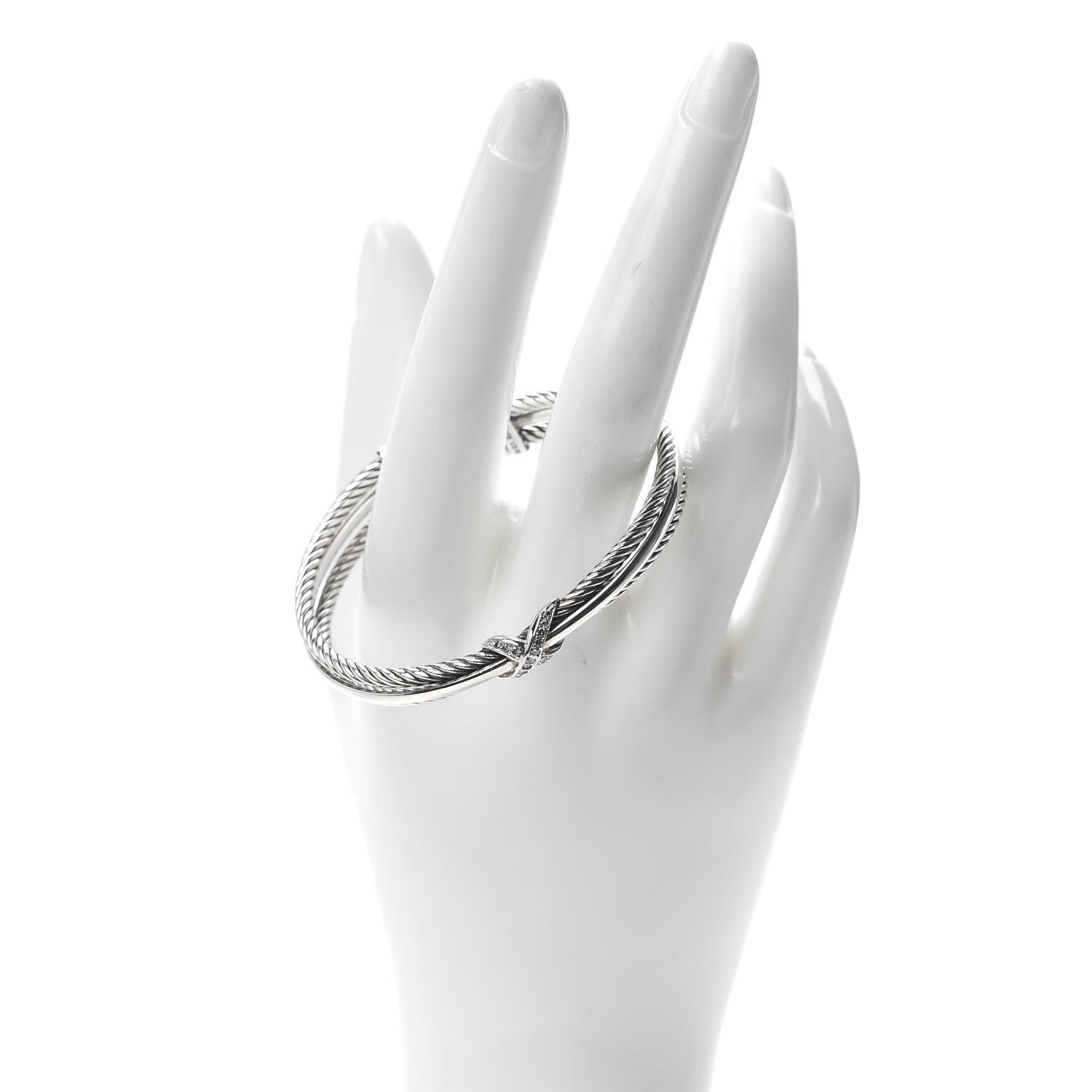 David Yurman Sterling Silver Diamond 7mm Crossover X Bracelet 2 of 4