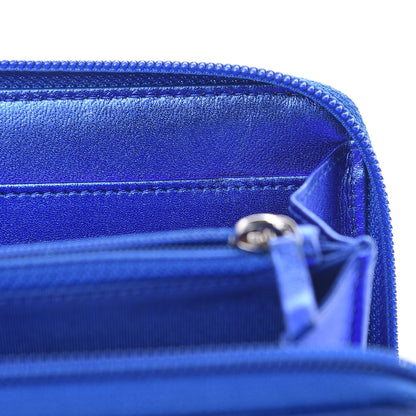 Chanel Metallic Patent Calfskin Quilted Boy L-Gusset Zip Wallet Blue 10 of 11
