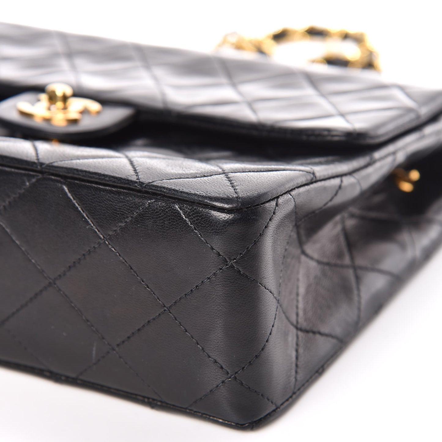 Lambskin Quilted Mini Square Flap Black