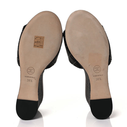Chanel Beaded CC Mule Sandals 38.5 Black 5 of 7