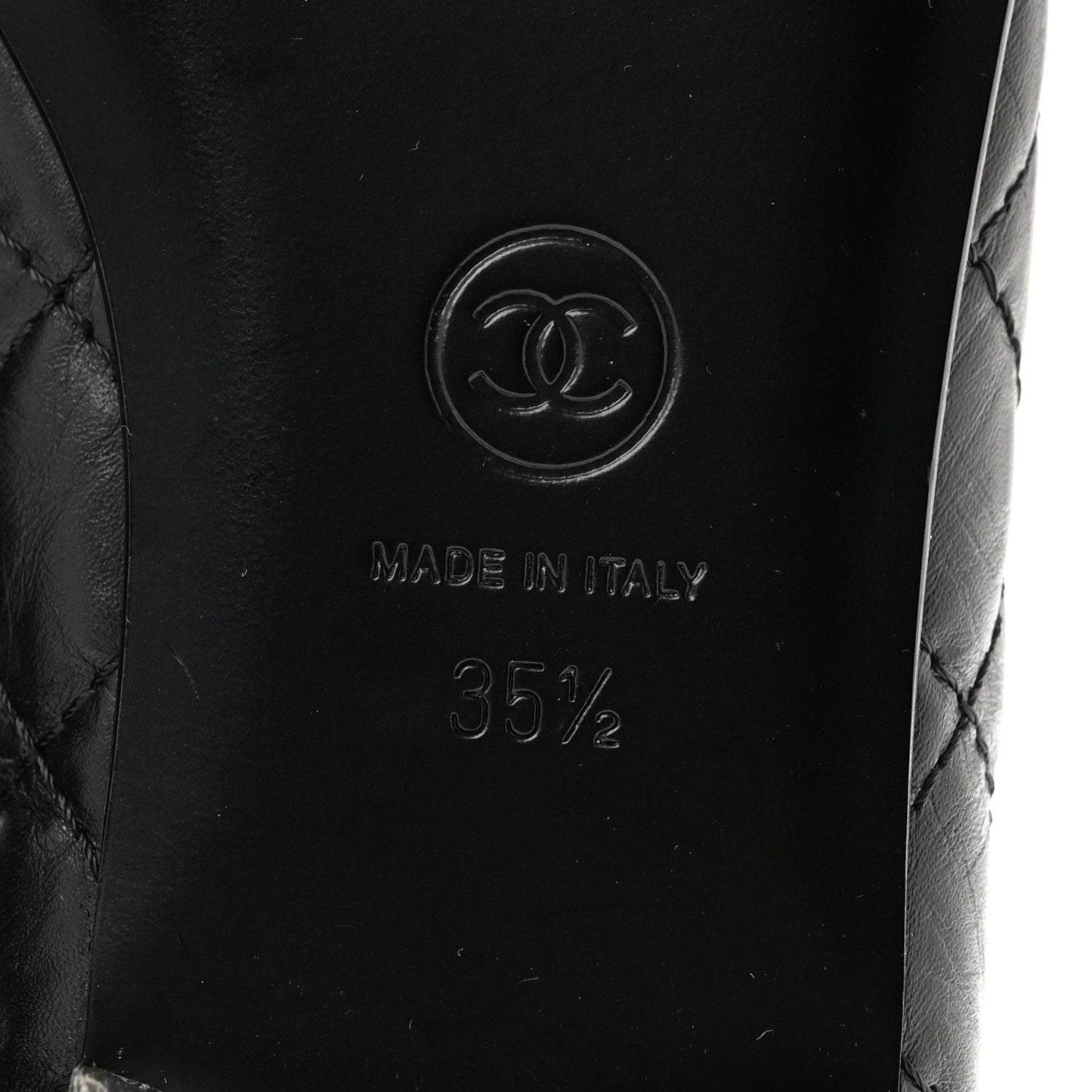 Chanel Aged Calfskin Quilted CC Cap Toe Ballerina Flats 35.5 Black 8 of 9