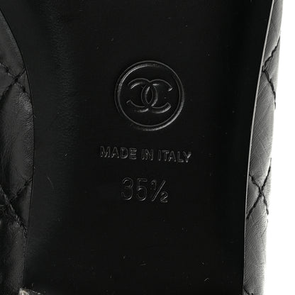 Chanel Aged Calfskin Quilted CC Cap Toe Ballerina Flats 35.5 Black 8 of 9