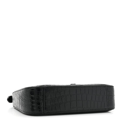 Saint Laurent Calfskin Crocodile Embossed LE 5 A 7 Hobo Black 4 of 14