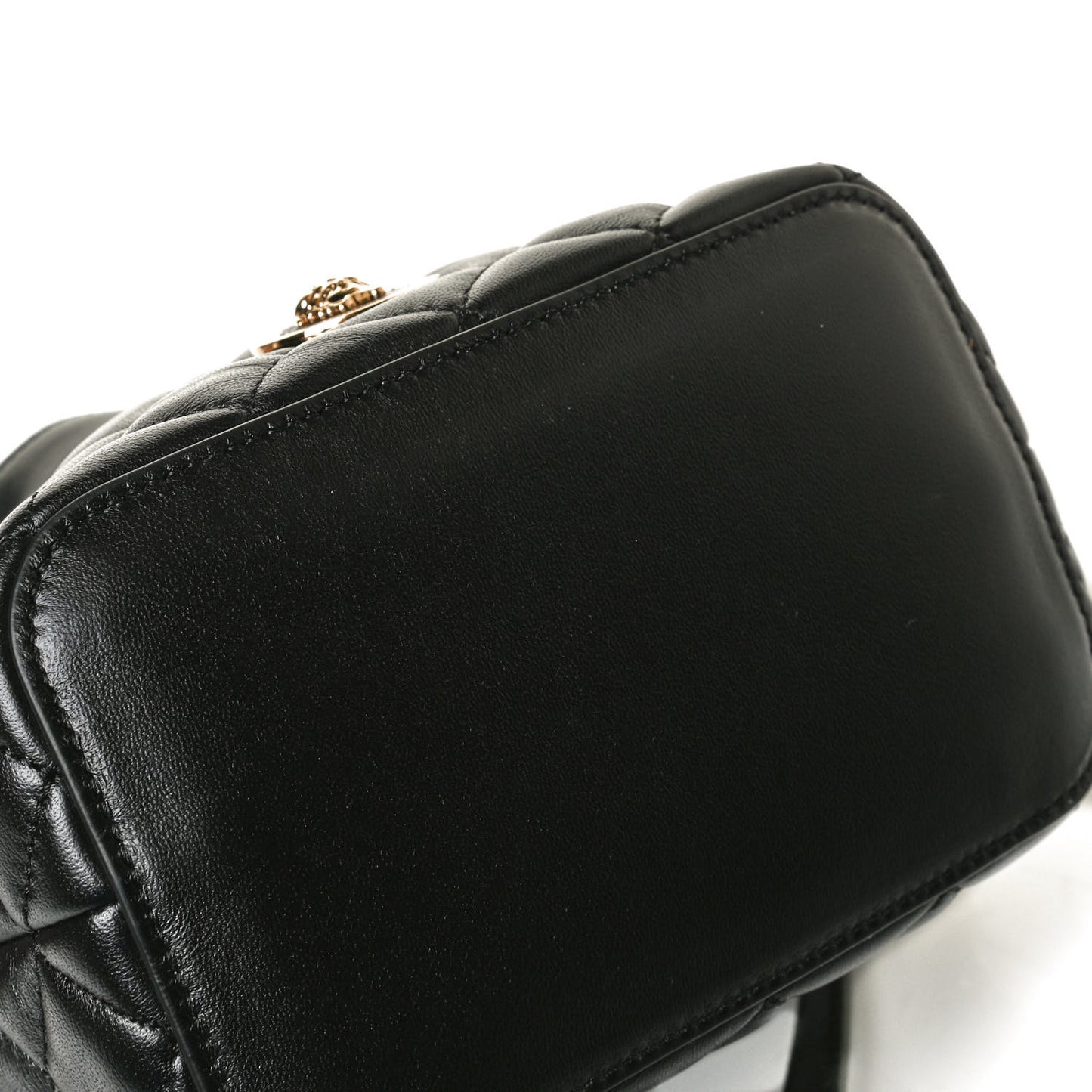 Nappa Quilted Medusa Bucket Bag Black