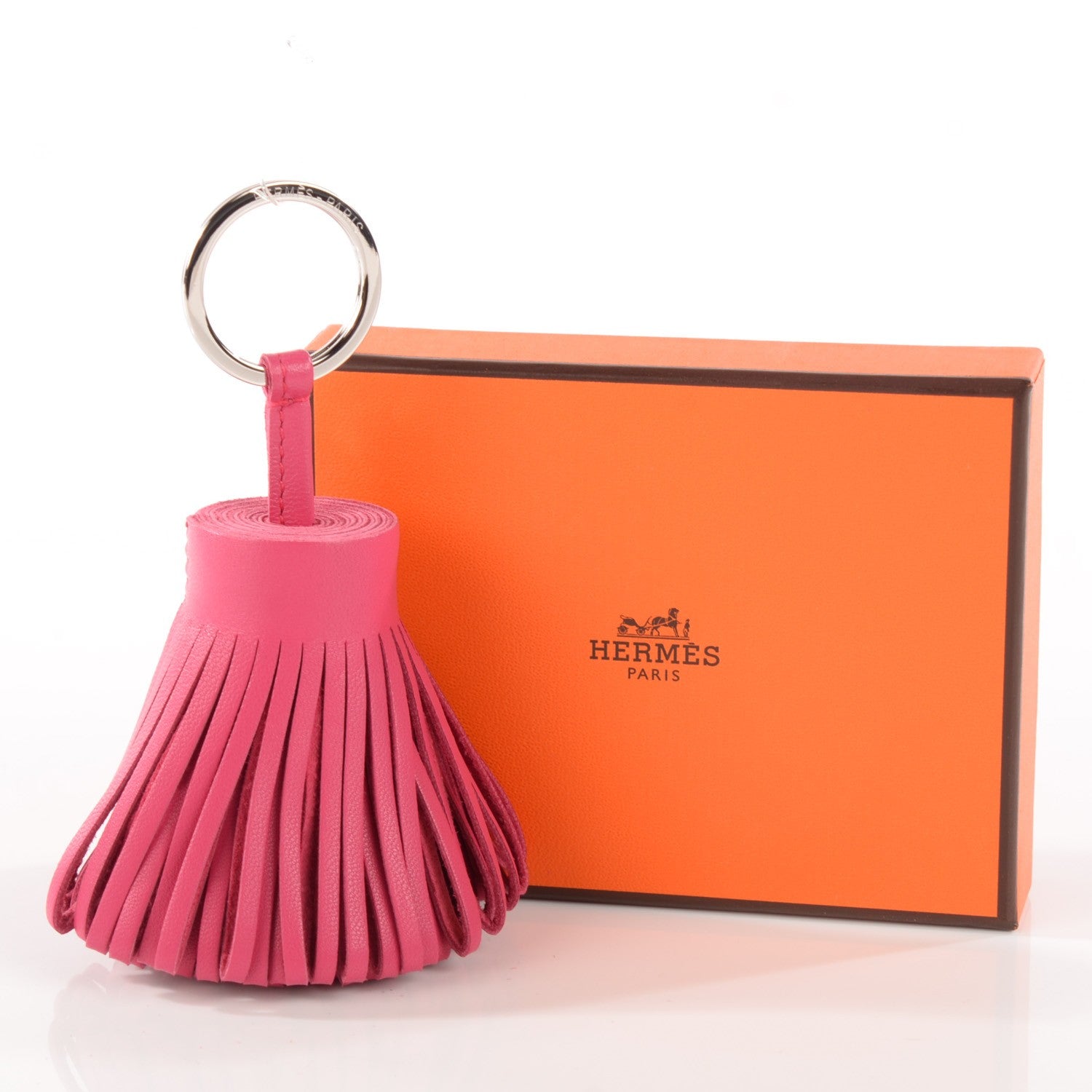 Hermes Lambskin Carmen Tassel Key Holder Fuchsia 3 of 5