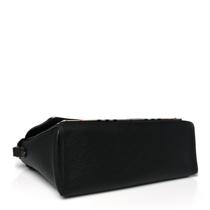 Burberry Coated Canvas Calfskin Vintage Check Medium Note Crossbody Bag Black 4 of 10