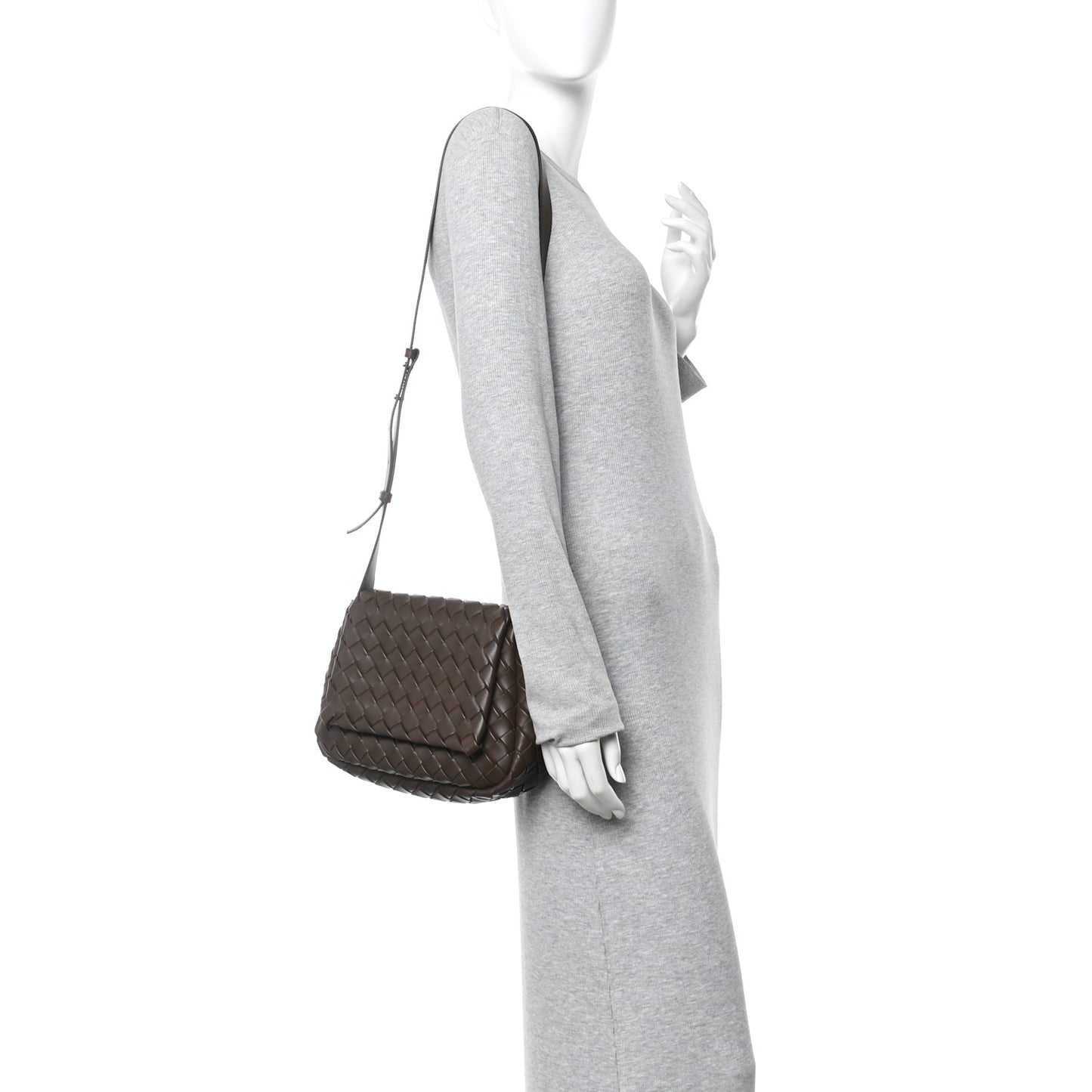 Nappa Intrecciato Small Cobble Messenger Bag Light Brown