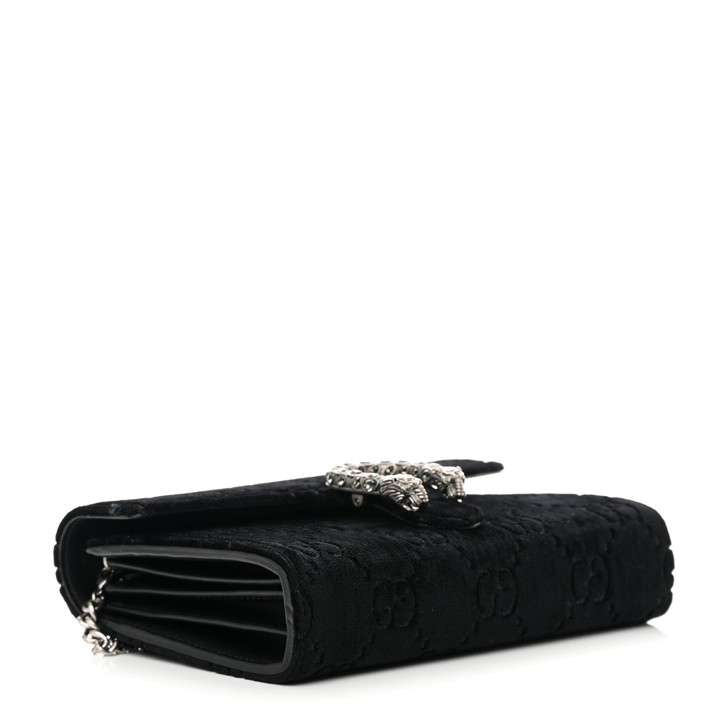Velvet GG Monogram Mini Dionysus Chain Wallet Black