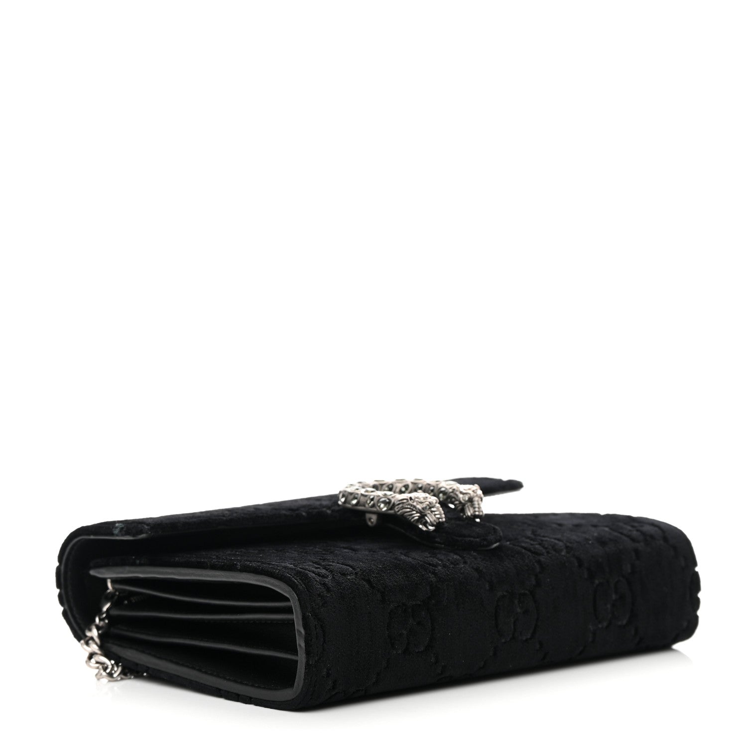 Gucci Velvet GG Monogram Mini Dionysus Chain Wallet Black 4 of 15